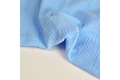 Муслин двухслойный (жатка) Нежно-голубой одноцветный №59н 125г/м2 шир. 135см