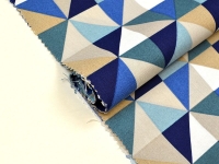 Ткань Duck Дак с водоотталкивающим покрытием Треугольники сине-бежевые 320гр/м2 шир.180см производства Турция состав 65% хлопок 35% полиэстер