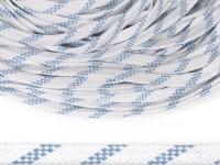Ткань Шнур плоский х/б 12мм турецкое плетение Белый с голубыми полосками 001/020 производства Россия состав 100% Хлопок
