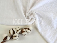Ткань Муслин двухслойный (жатка) одноцветный Белый №2 125г/м2 шир. 135см производства Китай состав Хлопок 100%