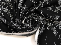 Ткань Штапель Звезды из листьев белых на черном 94868 105 г/м²  шир.145 см производства Китай состав 100% Вискоза