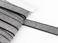Ткань Резинка с глиттером 15 мм цвет чёрный/серебряный производства Китай состав 