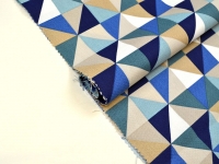 Ткань Duck Дак с водоотталкивающим покрытием Треугольники сине-бежевые 320гр/м2 шир.180см производства Турция состав 65% хлопок 35% полиэстер
