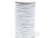 Ткань Резинка шляпная 3мм плетеная круглая Белый производства Польша состав Латекс 100%
