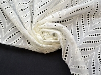 Ткань Шитье "Листья алоэ" цв. Белый 125г/м2 шир. 130см производства Китай состав 100% Хлопок