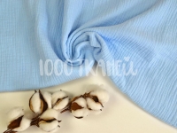 Ткань Муслин двухслойный (жатка) Нежно-голубой одноцветный №49 125г/м2 шир. 135см производства Китай состав Хлопок 100%
