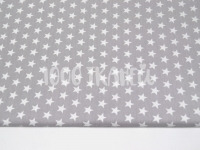 Ткань Звезды частые белые  на сером КИТ 125г/м2 шир. 154см производства Китай состав Хлопок 100%