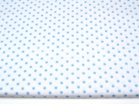 Ткань Горох 4мм голубой на белом 5 КИТ 125г/м2 шир. 160см производства Китай состав 100% Хлопок