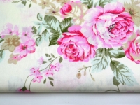 Ткань Роза крупная бордо на ванильном КИТ 125г/м2 шир. 155см производства Китай состав Хлопок 100%