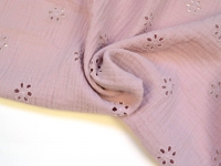 Ткань Муслин двухслойный (жатка) одноцветный с вышивкой Пыльная роза 125г/м2 шир. 135см производства Китай состав Хлопок 100%