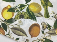 Ткань Duck с водоотталкивающим покрытием Лимоны и бабочки 320гр/м2 шир.180см производства Турция состав 65% хлопок 35% полиэстер