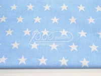 Ткань Звезды Белые на голубом нов 2 СОРТ 125г/м2 шир. 160см производства Польша состав Хлопок 100%