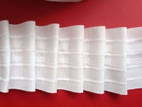 Ткань Шторная лента фиксированная сборка, матовая, 6 см, цвет белый производства Россия состав Полиэстер 100%