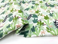 Ткань Кактусы цветущие и листья на белом шир. 160см. 125 г/м2 Китай  производства Китай состав Хлопок 100%