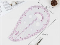 Ткань Лекало портновское метрическое «Капля», с проймой, 25 × 13,5 см, толщина 0,5 мм, цвет прозрачный производства Китай состав 