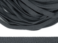 Ткань Шнур плоский х/б 12мм турецкое плетение 030 Темно-серый производства Россия состав 100% Хлопок