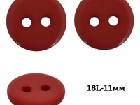 Ткань Пуговица пластик , 18L-11мм, 2 прокола, BT, цв.148 красный производства Китай состав 