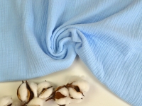 Ткань Муслин двухслойный (жатка) Нежно-голубой одноцветный №59н 125г/м2 шир. 135см производства Китай состав 100% Хлопок