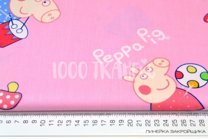 Ткань текстильная бельевая Свинка пуппа на розовом КИТ 125г/м2 шир.160см