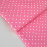 Ткань Горошек 4 мм белый на розовом №2 шир. 160см. 125 г/м2 пр-во Китай производства Китай состав 100% Хлопок