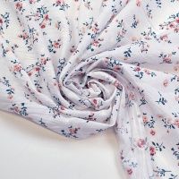 Ткань Персиковые цветы на белом с эффектом крэш 140г/м2 шир. 140см производства Китай состав 100% Хлопок