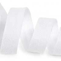 Ткань Тесьма киперная 15 мм хлопок 3,8г/м цв. белый F101 производства Китай состав 100% Хлопок