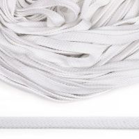 Ткань Шнур плоский х/б 12мм турецкое плетение 001 Белый производства Россия состав 100% Хлопок