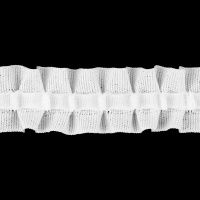 Ткань Шторная лента 2,5 см, фиксированная сборка, матовая, 9899810 цвет Белый производства Китай состав Полиэстер 100%
