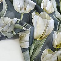 Купить Тюльпаны на темно-бирюзовом Сатин Люкс 125г/м2 шир. 240 см в Калининграде