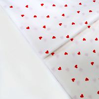 Купить Сердечки мини красные на белом шир. 160см. 125 г/м2 Китай в Калининграде
