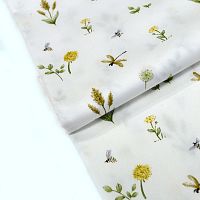 Купить Цветы, стрекозы и пчелы на белом КИТ 125г/м2 шир. 160см в Калининграде