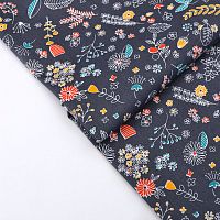 Купить Цветы и веточки желто-красно-зеленые на т.сером 125г/м2 шир. 160см в Калининграде