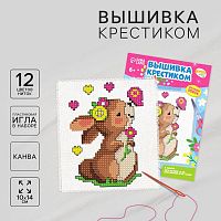 Купить Вышивка крестиком «Кролик с бабочкой»,  14×10 см, 9948934 в Калининграде
