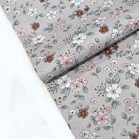 Купить Цветы белые, розовые и коричневые на сером КИТ 125г/м2 шир. 160см в Калининграде