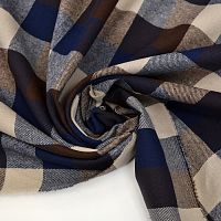 Купить Фуле 100% хлопок Клетка Синий-Коричневый-Ваниль 150 г/м2 шир 150см в Калининграде