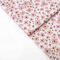 Купить Ромашки бежево-розовые на белом 125г/м2 шир. 160см в Калининграде