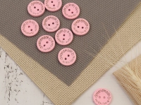 Ткань Нашивка из дерева «Hand made with love», 2 × 2 см, цвет розовый производства Китай состав 