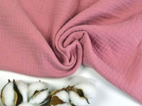 Ткань Муслин двухслойный (жатка) Розовый бархат Н одноцветный №36 125г/м2 шир. 135см производства Китай состав 100% Хлопок