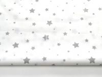 Ткань Звезды и звездочки серые на белом УЦЕНКА 125г/м2 шир. 160см  производства Польша состав 100% Хлопок