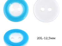 Ткань Пуговица пластик 20L-13мм, 2 прокола, P-991, цв.17 Яр. голубой производства Китай состав 
