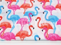 Ткань Фламинго разноцветные на белом 125г/м2 шир. 160см производства Польша состав 100% Хлопок