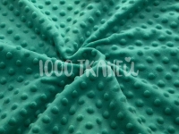 Ткань Плюш Минки дотс изумрудный ПРЕМИУМ 380г/м2 шир.160см производства  состав Полиэстер 100%