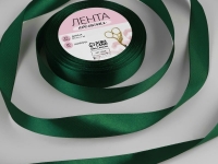 Ткань Лента атласная, 20 мм, цвет тёмно-зелёный №49 производства Китай состав 