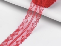 Ткань Кружево капроновое, 35 мм, цвет красный производства Китай состав Капрон 100%