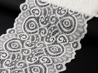 Ткань Кружево эластичное, 180 мм × 2,7 ± 0,5 м, цвет кипенно-белый производства Китай состав Полиэстер 100%