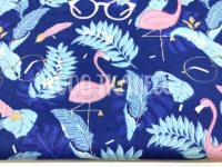 Ткань Фламинго и очки в тропиках на синем КИТ 125г/м2 шир. 160см производства Китай состав 100% Хлопок