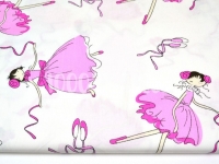 Ткань Балерины розово-белые на белом КИТ 125г/м2 шир. 160см производства Китай состав 100% Хлопок