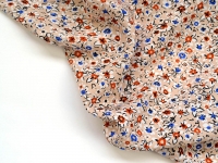 Ткань Штапель Цветочки мини бежево-синие на бежевом 110 г/м²  шир.140 см производства Китай состав 100% Вискоза