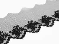 Ткань Кружево на сетке, 65 мм, 9690966, цвет Черный производства Китай состав Полиэстер 100%