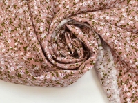 Ткань Штапель Цветочки мини белые на розовом 26977 105 г/м²  шир.145 см производства Китай состав 100% Вискоза